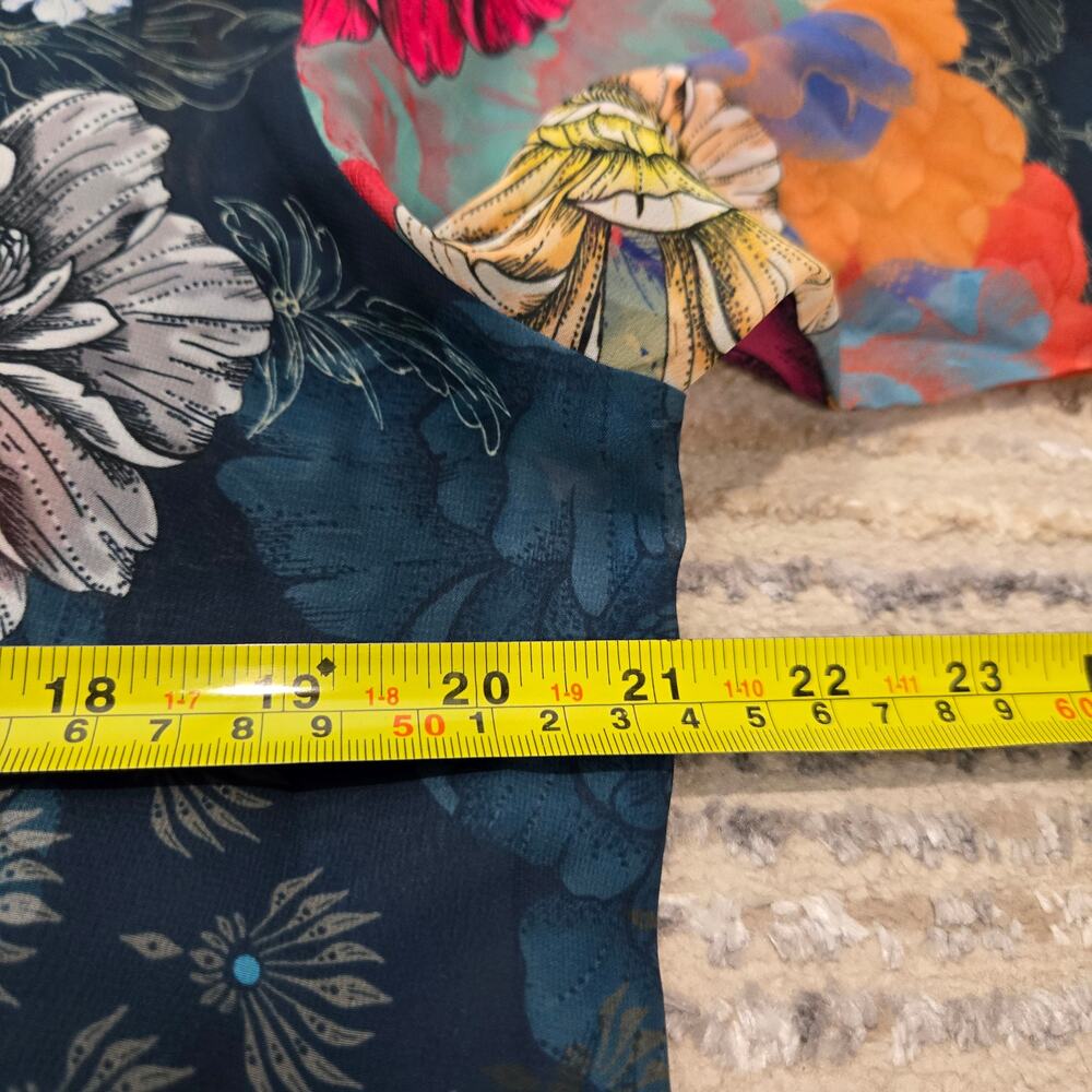 Soft Surroundings Sheer Chiffon Kimono Boho Floral Open Front Medium Art to Wear - Picture 7 of 8